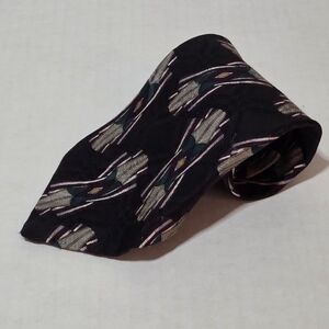 Robert Talbott Studio Hand Sewn Silk Tie Black Green Purple Geometric Made USA